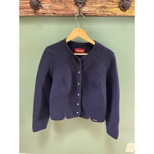 Geiger Collections Navy Blue Wool Cardigan Jacket Women‎ Size 44 (L) Austrian